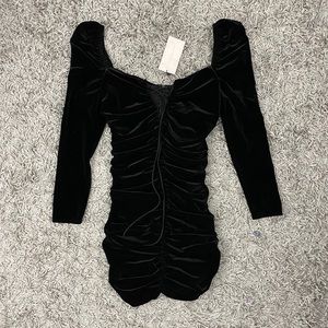 NWT Zara Black Velvet Lace Up Ruched Mini Dress Size Small